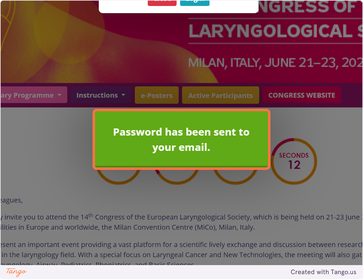 Password should be sent to your email