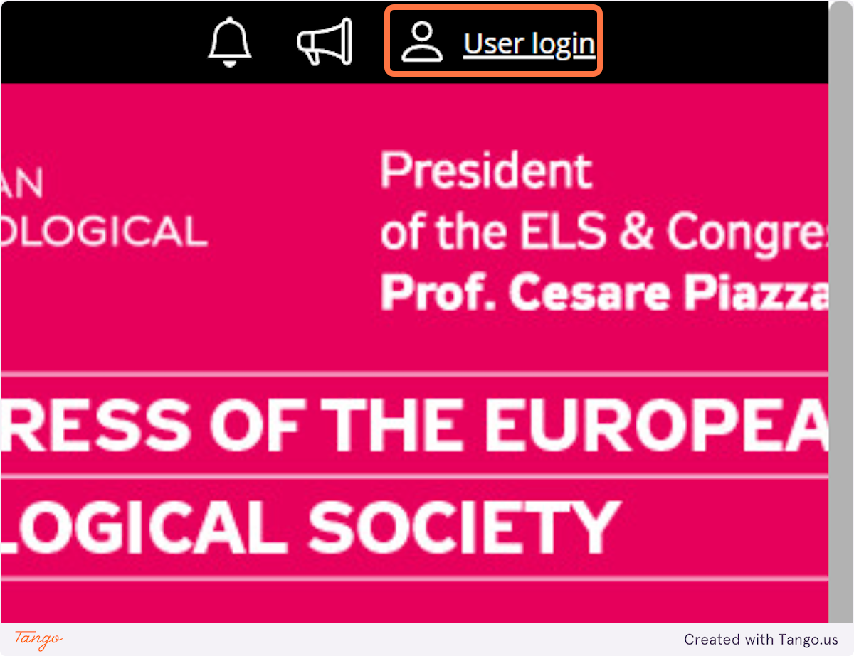 Click on "User login"