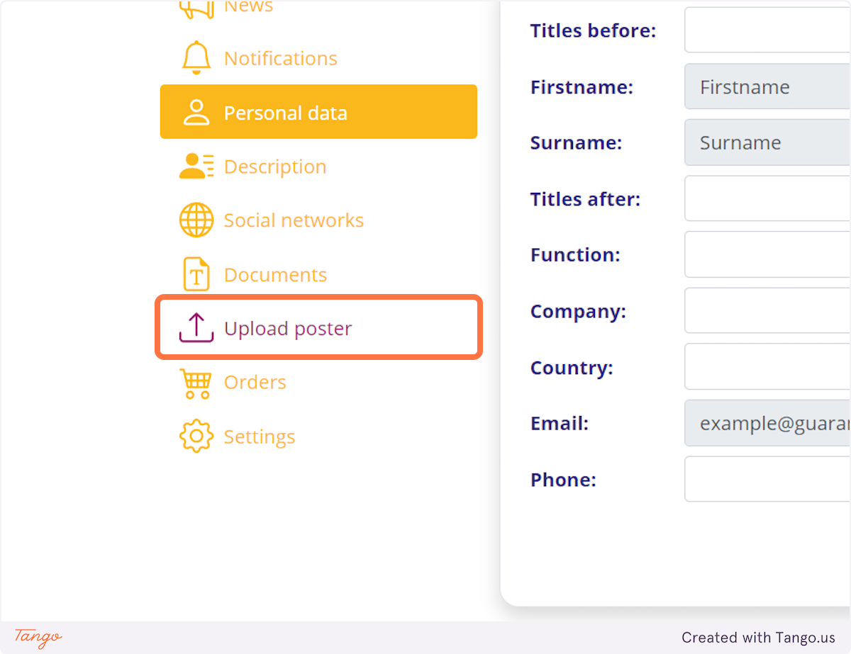 Click on Upload poster/presentation