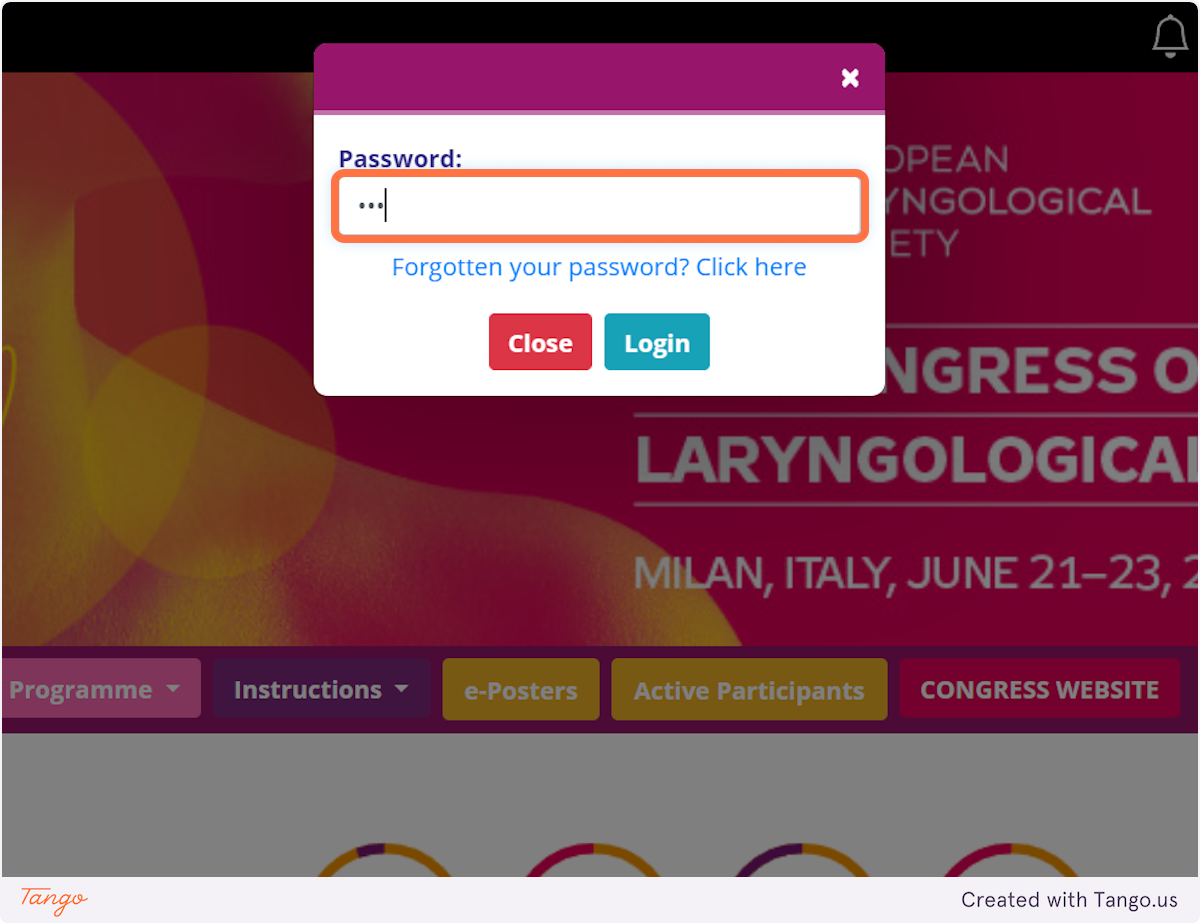 Insert your password (from the email)